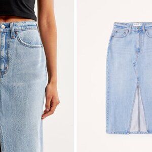 Light Wash Denim Midi Skirt Abercrombie 29